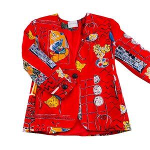 Doncaster Womens Colorful Abstract Print Blazer Jacket Size S